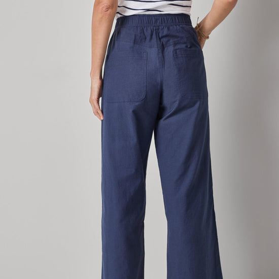 Linen Blend Straight Leg Pant Womens Pant Navy A2