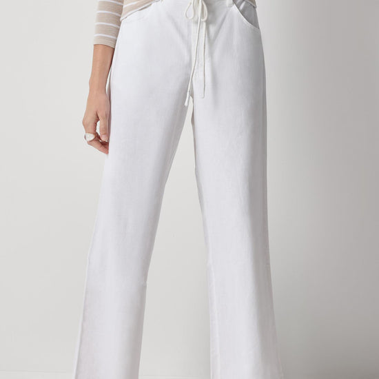 Linen Blend Straight Leg Pant Womens Pant White A1