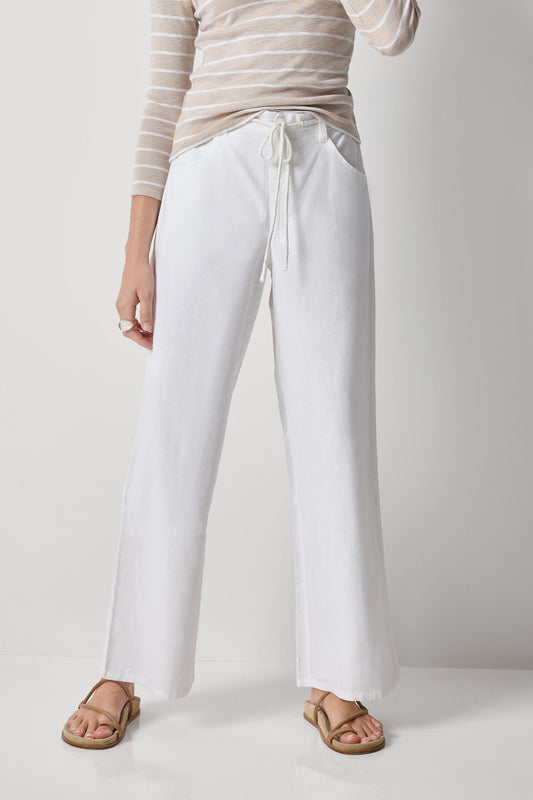 Linen Blend Straight Leg Pant Womens Pant White A1