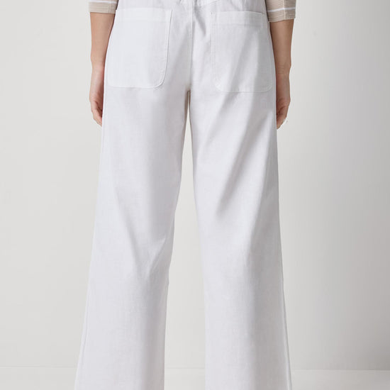 Linen Blend Straight Leg Pant Womens Pant White A2