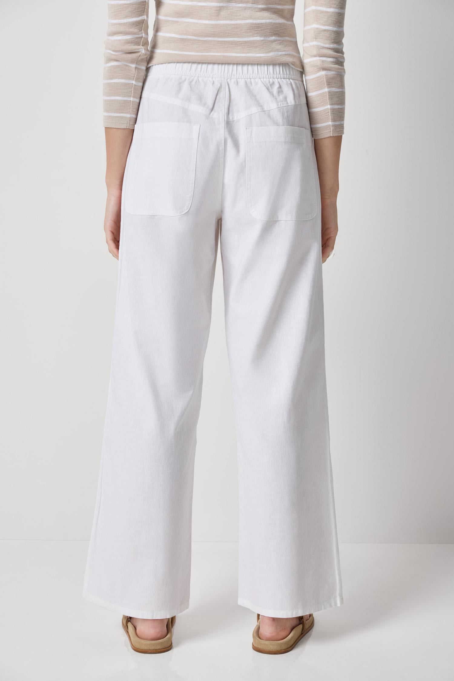 Linen Blend Straight Leg Pant Womens Pant White A2