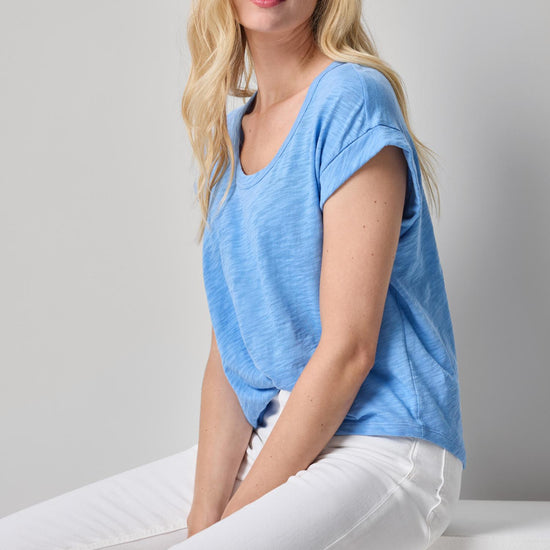 Cuff Sleeve Boxy Top Womens Top Capri A1