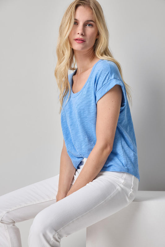 Cuff Sleeve Boxy Top Womens Top Capri A1