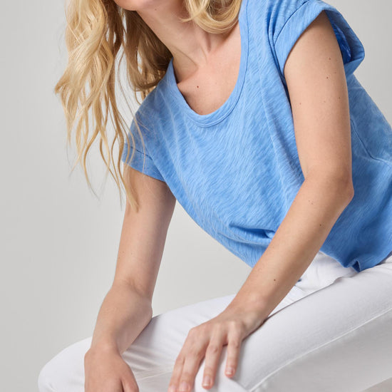 Cuff Sleeve Boxy Top Womens Top Capri A3