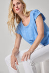 Cuff Sleeve Boxy Top Womens Top Capri A3