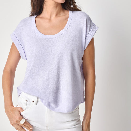 Cuff Sleeve Boxy Top Womens Top Lilac A1