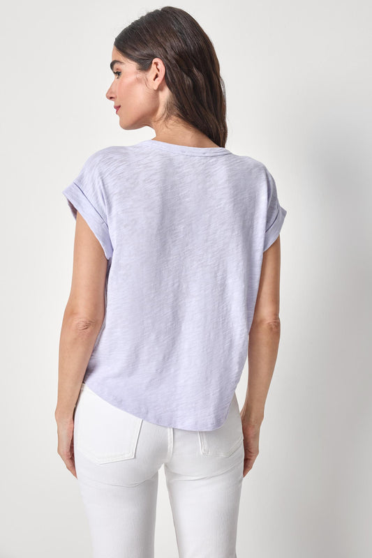 Cuff Sleeve Boxy Top Womens Top Lilac A2