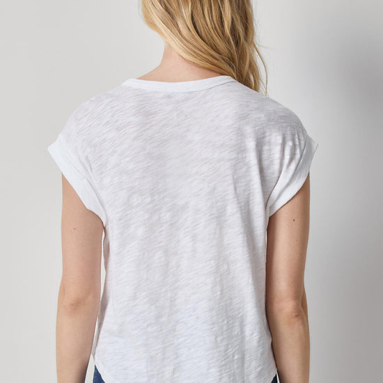 Cuff Sleeve Boxy Top Womens Top White A2