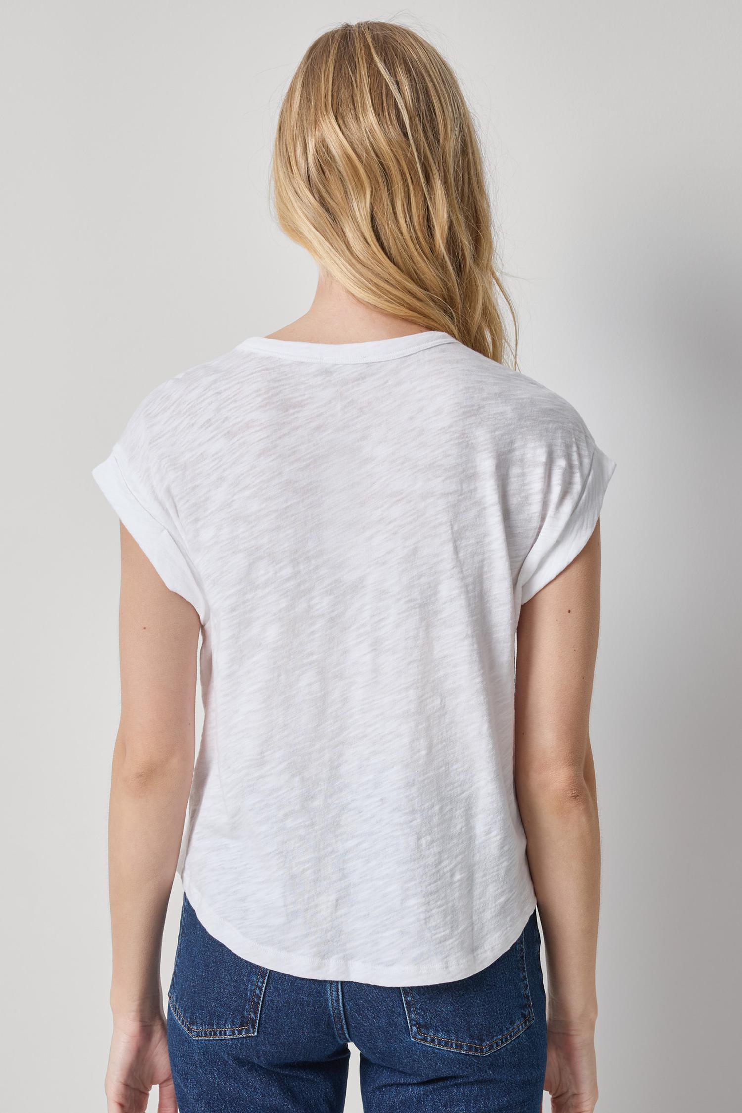 Cuff Sleeve Boxy Top Womens Top White A2