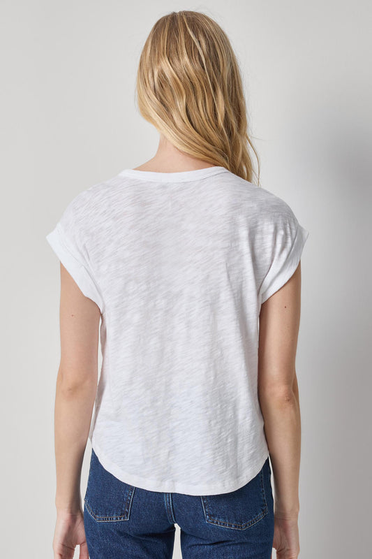 Cuff Sleeve Boxy Top Womens Top White A2