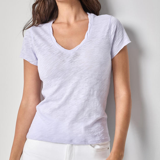Twisted Binding V-Neck Womens Top Lilac A1