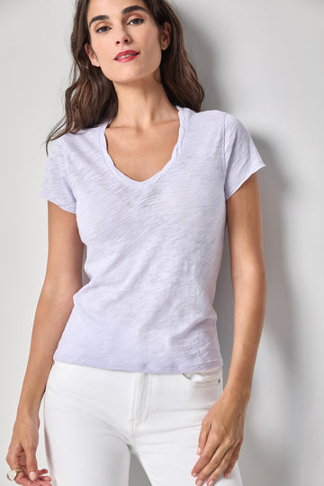 Twisted Binding V-Neck Womens Top Lilac A1