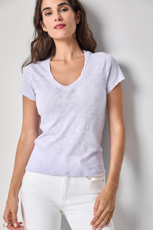 Twisted Binding V-Neck Womens Top Lilac A1