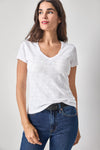 Twisted Binding V-Neck Womens Top White A1