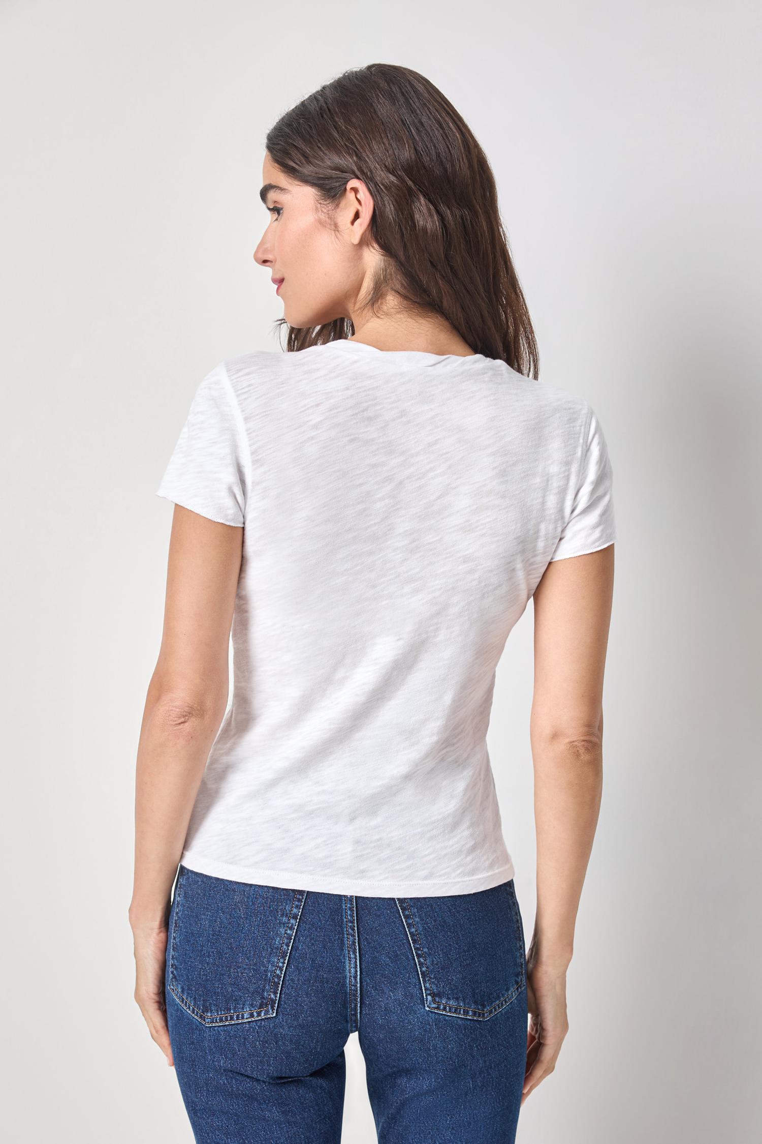 Twisted Binding V-Neck Womens Top White A2