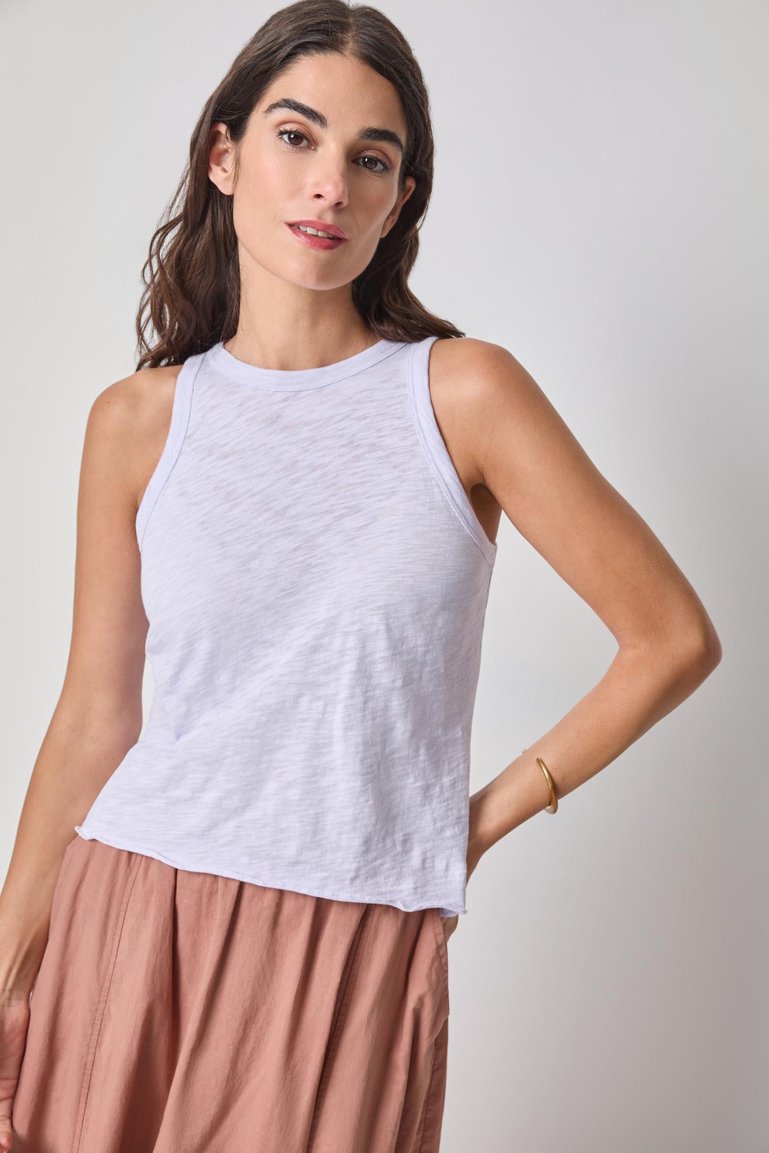 Wide Binding Tank Womens Top Lilac A1
