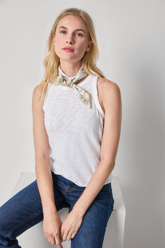 Wide Binding Tank Womens Top White A1