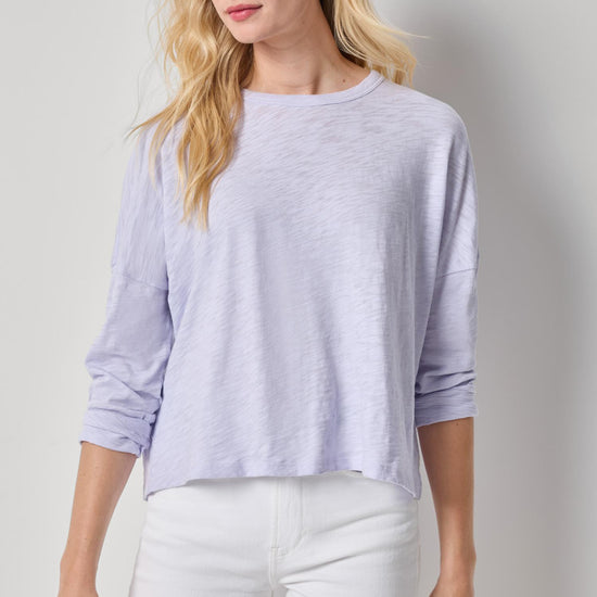 Easy Long Sleeve Beach Tee Womens Top Lilac A1