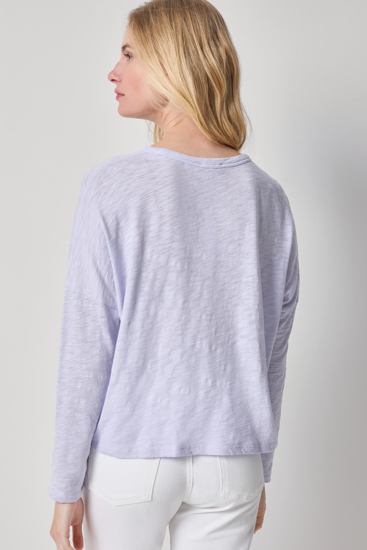 Easy Long Sleeve Beach Tee Womens Top Lilac A2