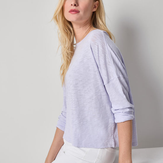 Easy Long Sleeve Beach Tee Womens Top Lilac A3