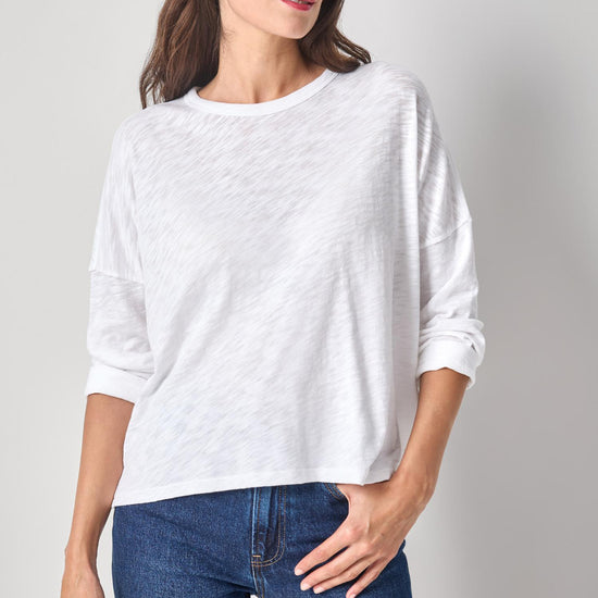 Easy Long Sleeve Beach Tee Womens Top White A1
