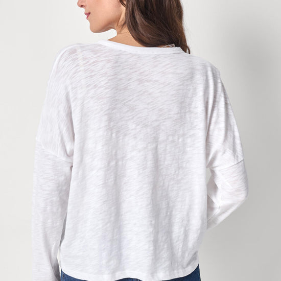 Easy Long Sleeve Beach Tee Womens Top White A2