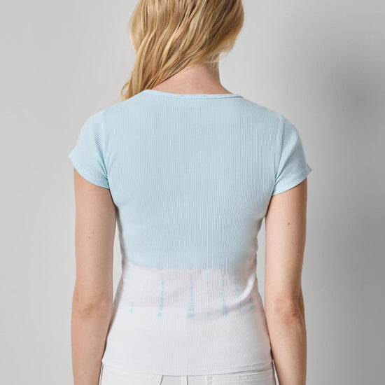 Bamboo Dye Short Sleeve V-Neck Womens Top Seabreeze Dye A2