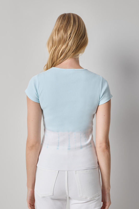 Bamboo Dye Short Sleeve V-Neck Womens Top Seabreeze Dye A2