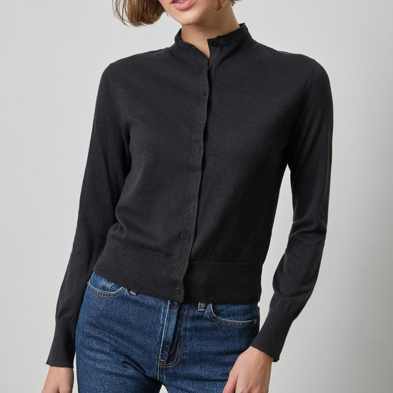 Funnel Neck Cardigan Womens Sweater Black A1