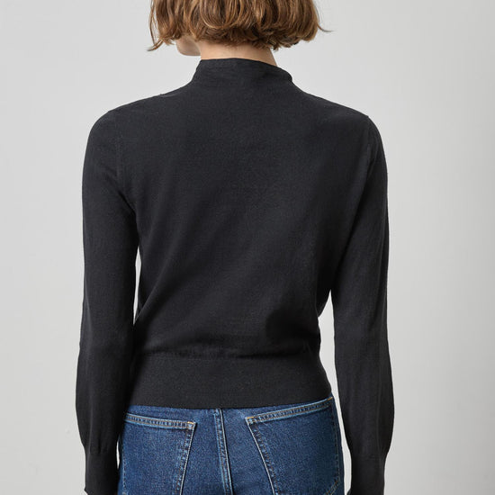 Funnel Neck Cardigan Womens Sweater Black A2