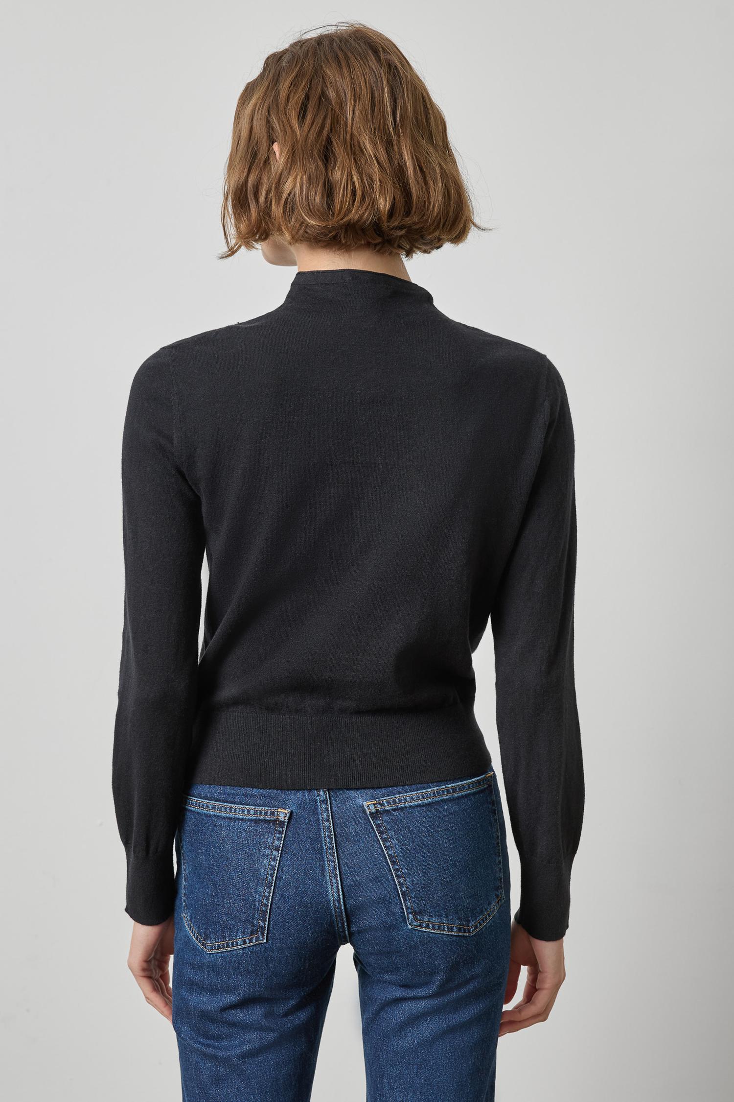 Funnel Neck Cardigan Womens Sweater Black A2