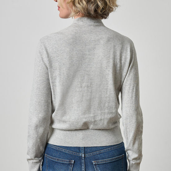 Funnel Neck Cardigan Womens Sweater Heather Grey A2