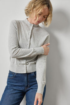 Funnel Neck Cardigan Womens Sweater Heather Grey A3