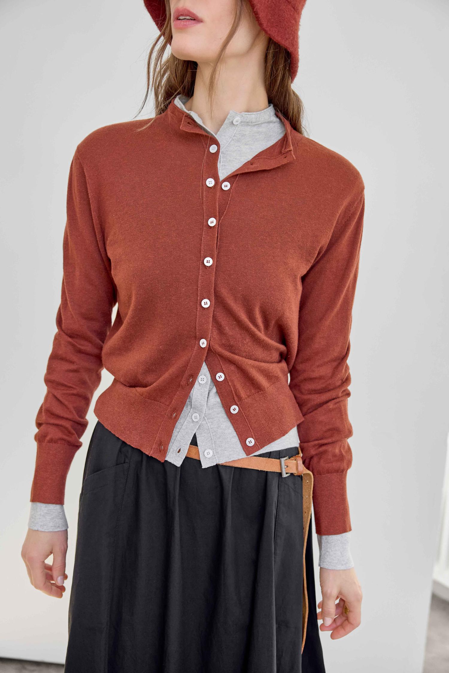 Funnel Neck Cardigan Womens Sweater Maplewood C1