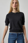 Crewneck Saddle Sleeve Sweater Womens Sweater Black A1