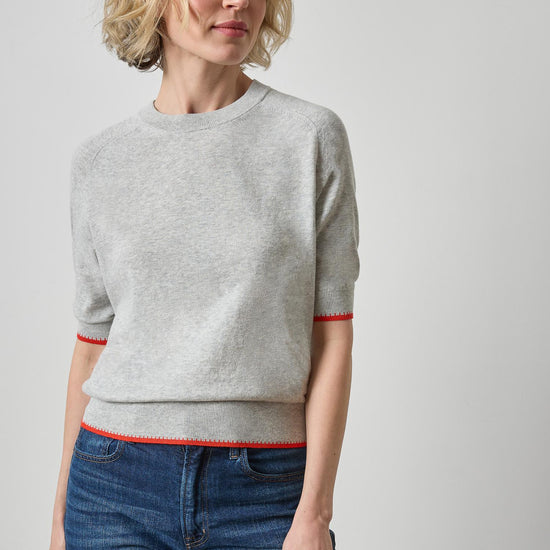 Crewneck Saddle Sleeve Sweater Womens Sweater Heather Grey A1