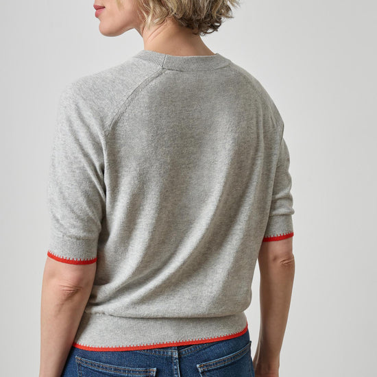Crewneck Saddle Sleeve Sweater Womens Sweater Heather Grey A2