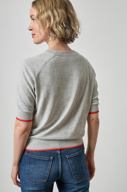 Crewneck Saddle Sleeve Sweater Womens Sweater Heather Grey A2