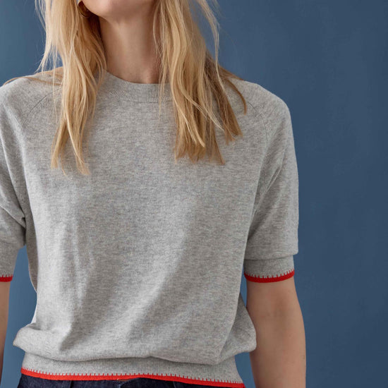 Crewneck Saddle Sleeve Sweater Womens Sweater Heather Grey C1