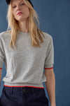 Crewneck Saddle Sleeve Sweater Womens Sweater Heather Grey C1