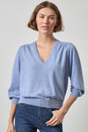 V-Neck Blouson Sweater Womens Sweater Lake A1