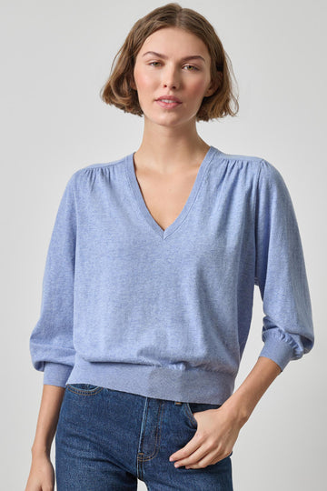 V-Neck Blouson Sweater Womens Sweater Lake A1