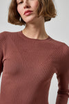 Angled Rib Crewneck Sweater Womens Sweater Chestnut A3