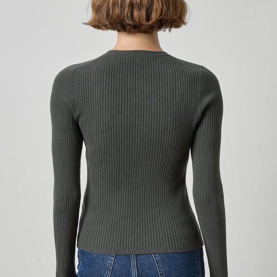 Angled Rib Crewneck Sweater Womens Sweater Elm A2