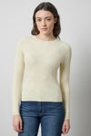 Angled Rib Crewneck Sweater Womens Sweater Ivory A1