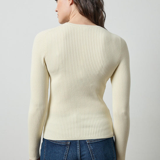Angled Rib Crewneck Sweater Womens Sweater Ivory A2