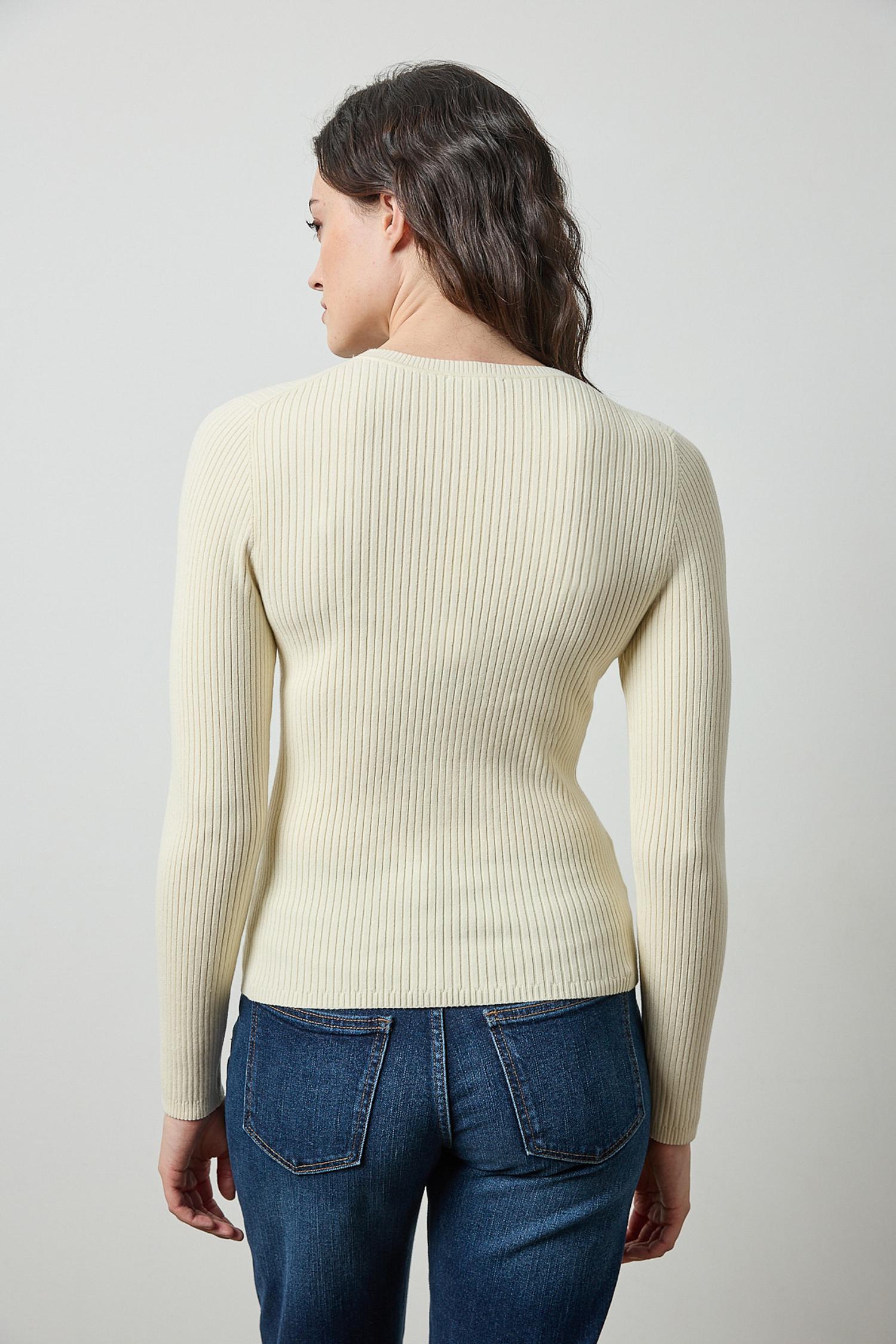 Angled Rib Crewneck Sweater Womens Sweater Ivory A2