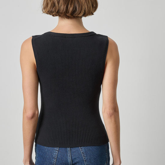 Sleeveless Rib Top Womens Sweater Black A2