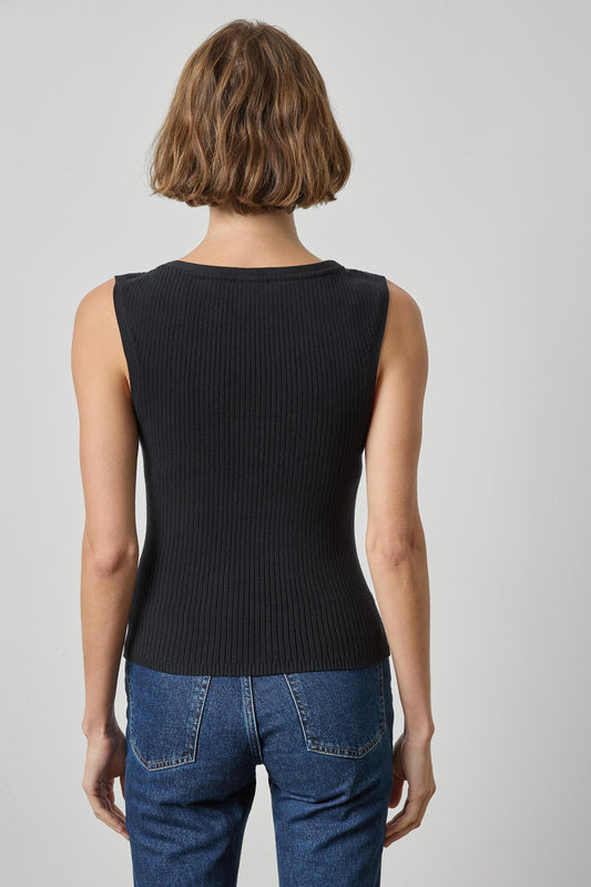 Sleeveless Rib Top Womens Sweater Black A2