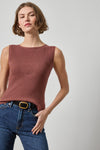 Sleeveless Rib Top Womens Sweater Chestnut A1